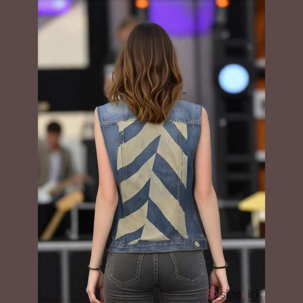 Rag & Bone Jean Discharge Print Denim Vest El Capitan